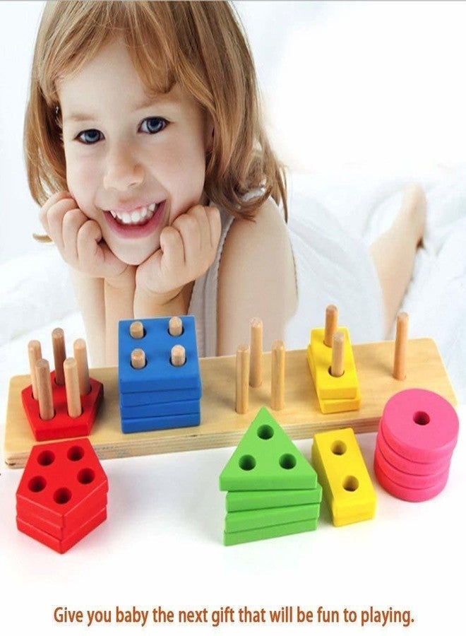 Crazy Buy Wooden Color Recognition & Shape Sorter, Colorful Geometric Board Sorting & Stack Chunky Puzzle Toys for Kids (Multicolor) - Image 5